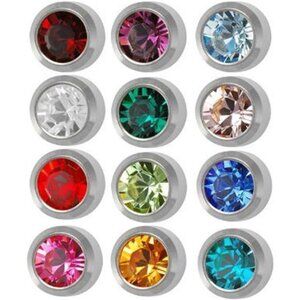 Surgical Steel 4mm Ear piercing Earrings studs 12 pair Mixed Colors White Metal